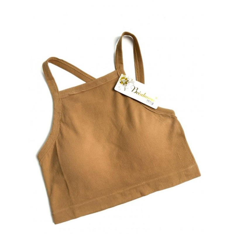 Топ жіночий в рубчик з асиметричними бретелями Beisdanna Чорний