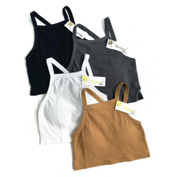 Топ жіночий в рубчик з асиметричними бретелями Beisdanna Чорний