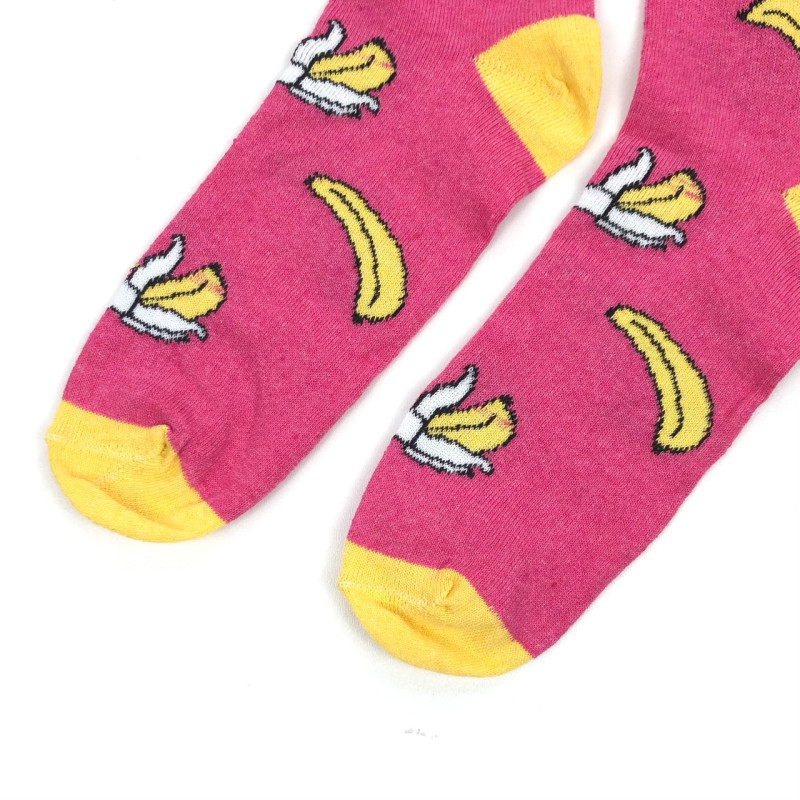 Бавовняні яскраві шкарпетки з бананами Житомир (рожевий)