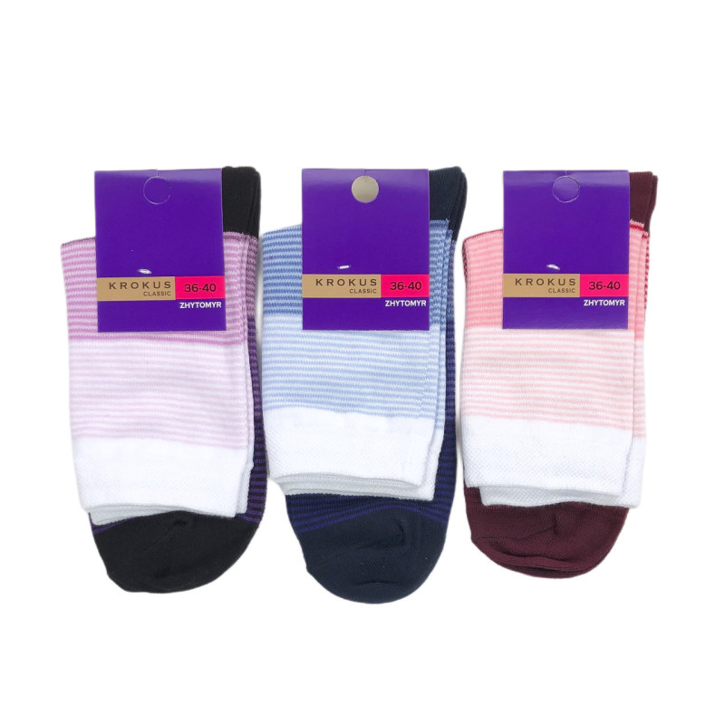 Жіночі бавовняні шкарпетки зі смужками Krokus