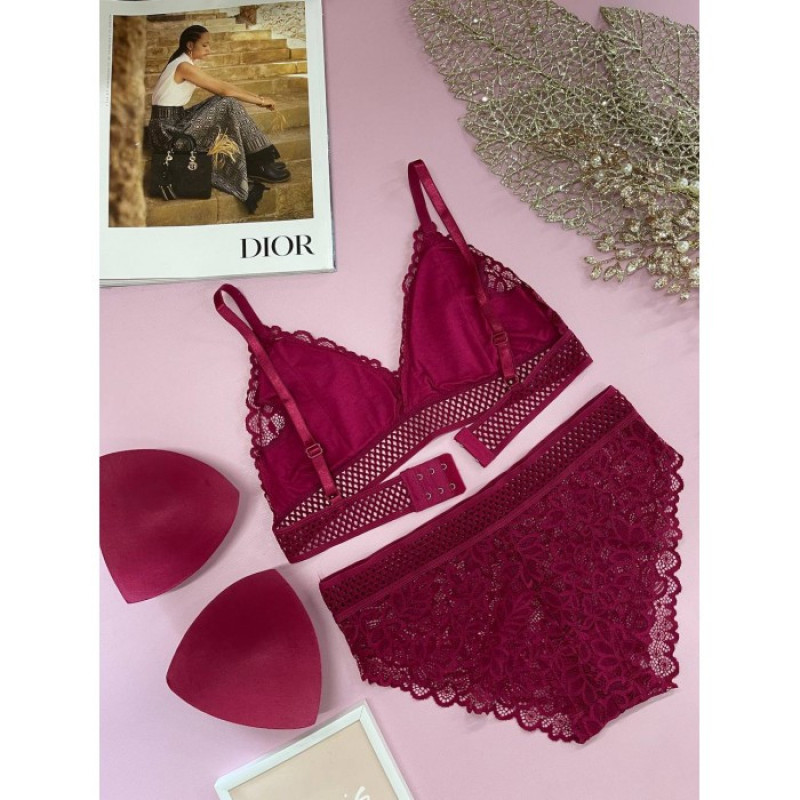 Комплект мереживної нижньої білизни (бюстгальтер + трусики сліп) Білий