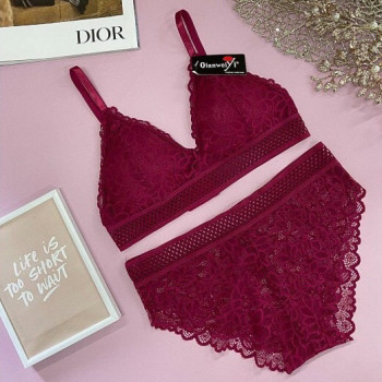 Комплект мереживної нижньої білизни (бюстгальтер + трусики сліп) Білий