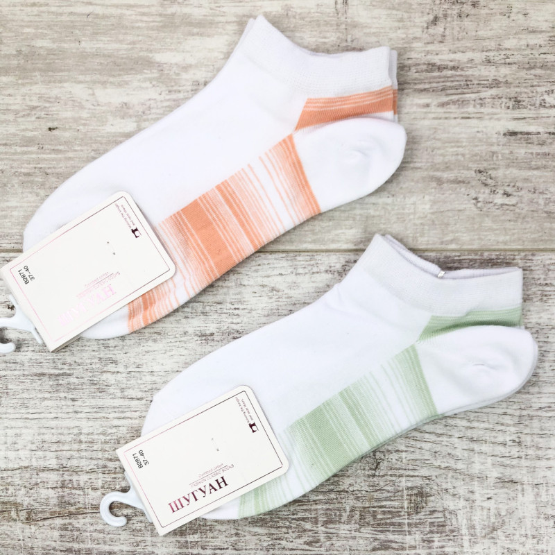 Білі короткі жіночі шкарпетки з кольоровою підошвою Шугуан