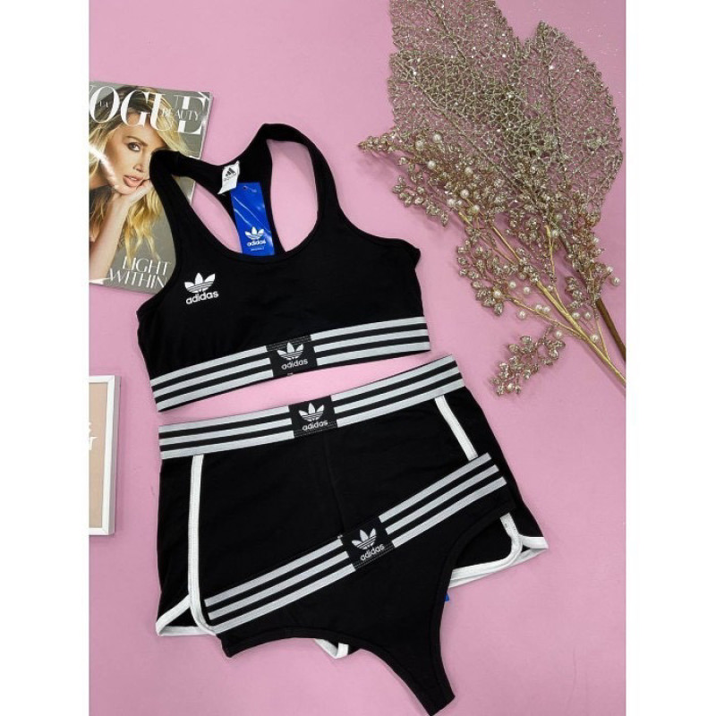 Жіночий спортивний комплект трійка (топ+шоти+стрінги) M (синій)