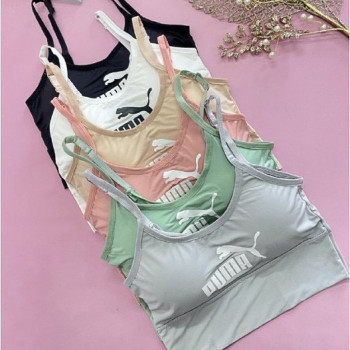 Спортивний топ на тонких бретелях Бежевий