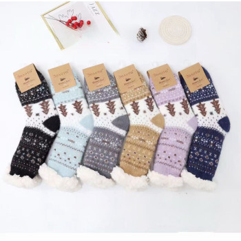 Жіночі норкові домашні шкарпетки на хутрі з гальмами ялинка Золото