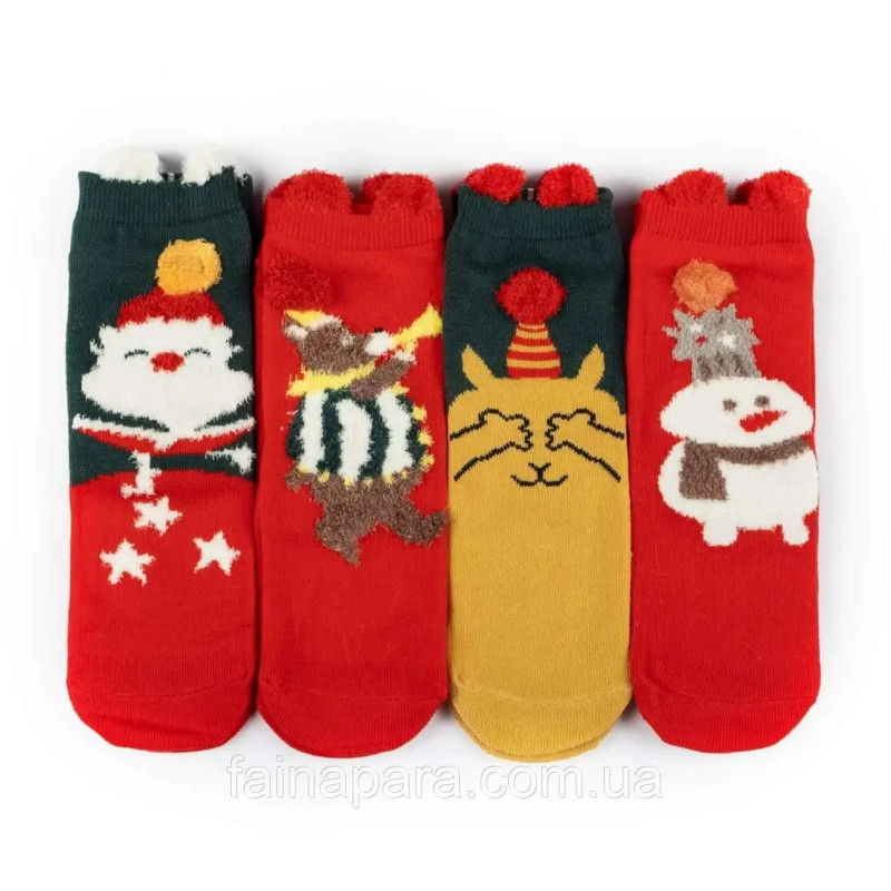 Новорічні дитячі шкарпетки в подарунковій упаковці 4 пари 1-4 роки