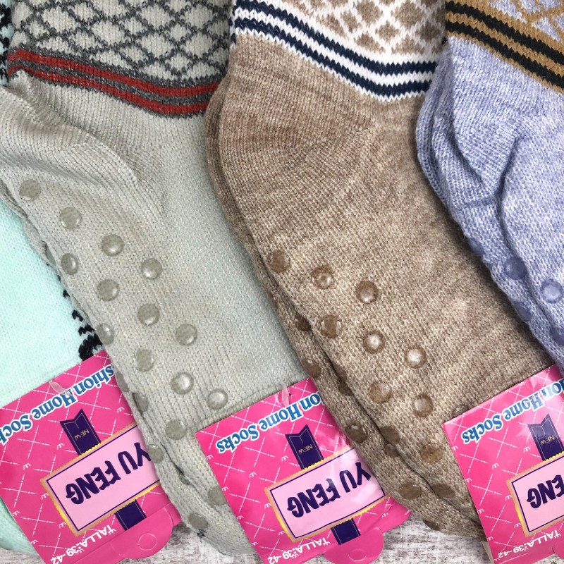 Хутряні шкарпетки тапочки жіночі Yu Feng (візерунок)