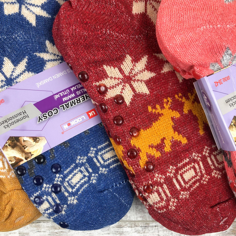 Хутряні шкарпетки тапочки жіночі Uk Looken (олені) 39-42