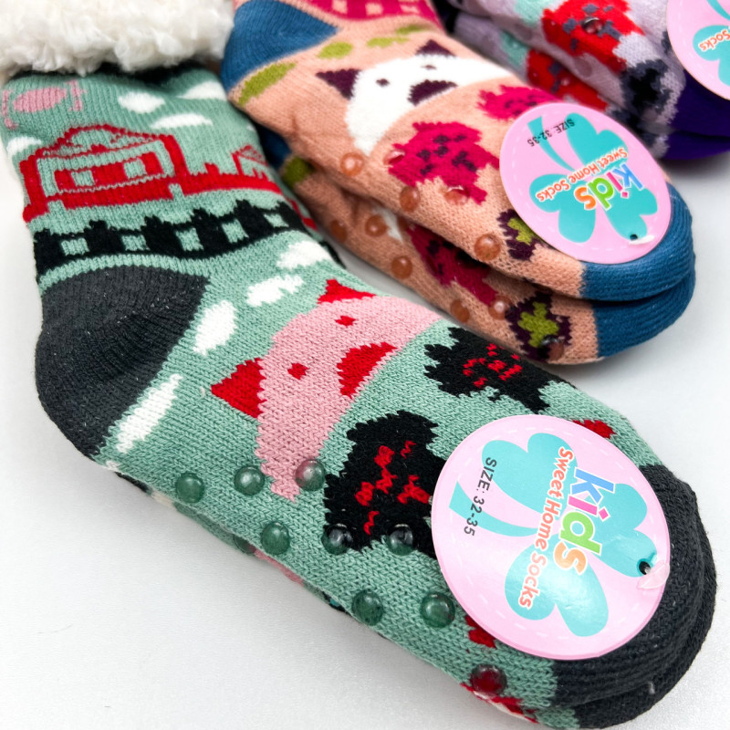 Дитячі теплі домашні хутряні шкарпетки з тормозами 32-35