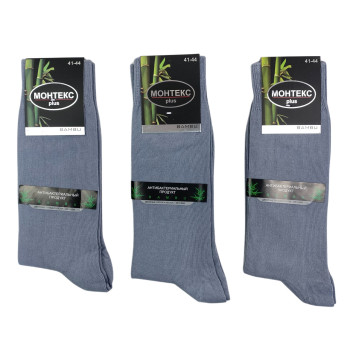 Чоловічі тонкі бавовняні шкарпетки високі світло-сірого кольору Монтекс