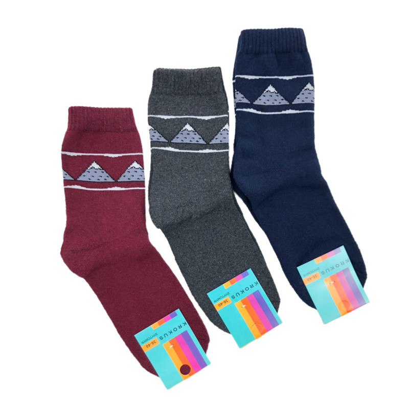 Жіночі теплі махрові шкарпетки Krokus (гори)