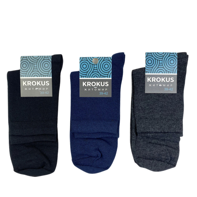Чоловічі однотонні бавовняні шкарпетки середньої висоти Krokus 42-45