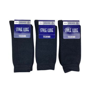 Чоловічі вовняні термо шкарпетки чорні Style Luxe