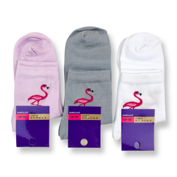 Жіночі бавовняні шкарпетки з малюнком фламінго Krokus