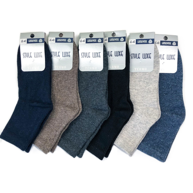 Жіночі вовняні термошкарпетки однотонні Style Luxe, 85% вовна, розмір 36–40, Україна
