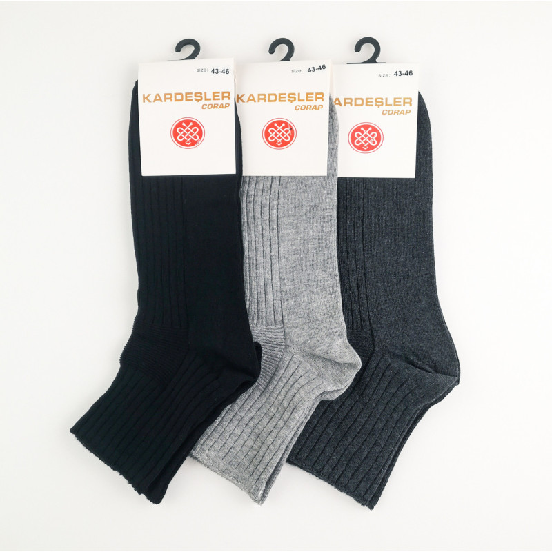 Чоловічі бавовняні шкарпетки з ослабленою гумкою рубчик Kardesler, розмір 43–46, Туреччина