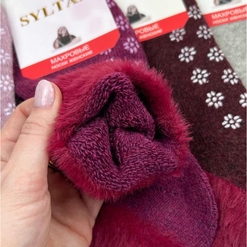 Жіночі ангорові махрові короткі шкарпетки тапочки з тормозами Syltan