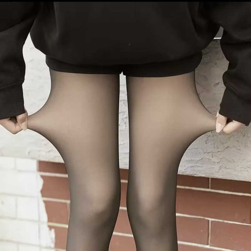 Теплі жіночі колготки на хутрі з утяжкою з імітацією капронових Kenalin XL-3XL