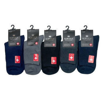 Чоловічі медичні шкарпетки з ослабленою резинкою демісезонні (бавовна) Корона