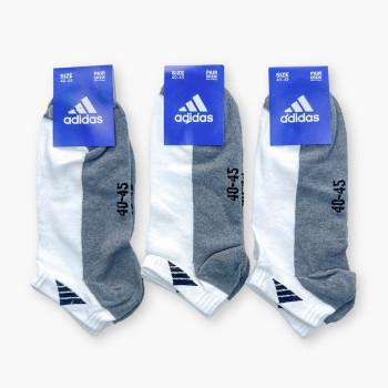 Короткі білі бавовняні шкарпетки з сірою підошвою Adidas упаковка 12 пар