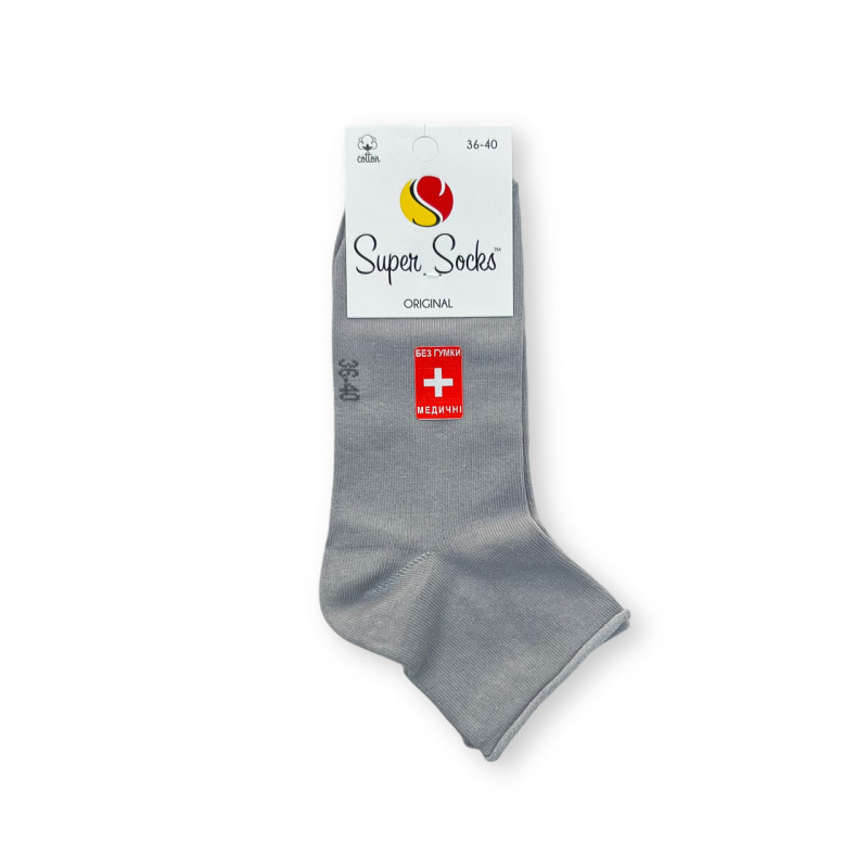 Жіночі бавовняні шкарпетки без гумки преміальної якості Super Socks Світло-сірий