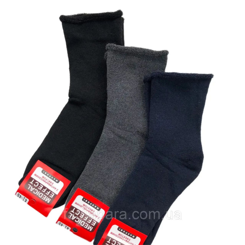 Чоловічі махрові медичні шкарпетки без гумки Medical Effect 12 пар 39-42