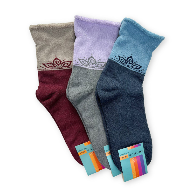 Набір жіночих махрових шкарпеток з ослабленою резинкою 3 пари Krokus