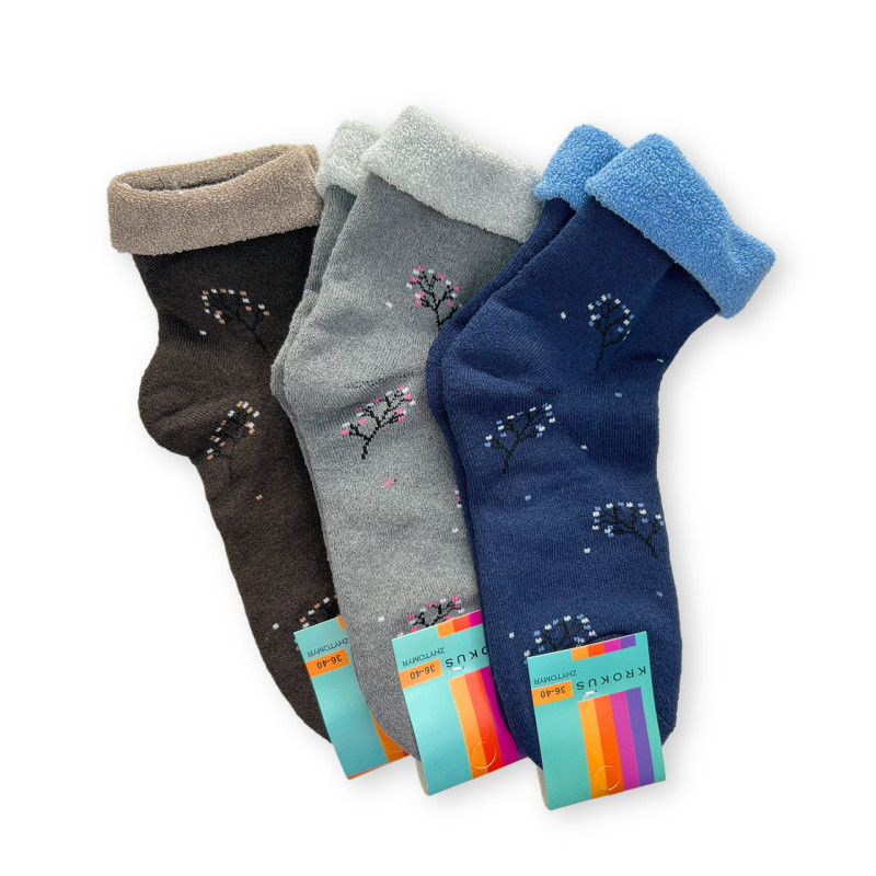 Набір жіночих махрових шкарпеток з ослабленою резинкою 3 пари Krokus