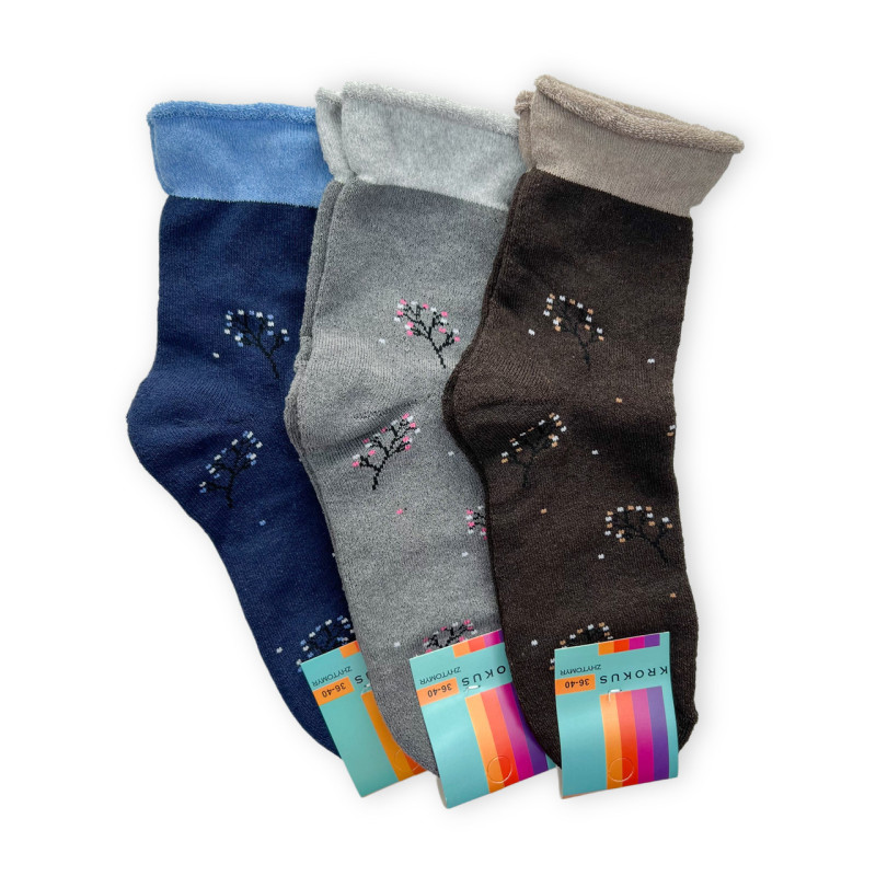 Набір жіночих махрових шкарпеток з ослабленою резинкою 3 пари Krokus