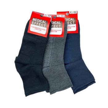 Медичні чоловічі шкарпетки без резинки з сіткою Medical Effect (темне асорті)