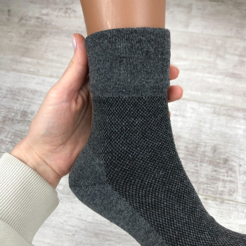 Чоловічі медичні шкарпетки сітка без резинки (темно-сірий) 41-45 (12 пар)