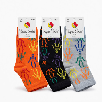 Набір яскравих бавовняних шкарпеток «Скелети» 3 пари Super Socks 36-40