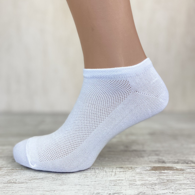 Короткі чоловічі бавовняні білі шкарпетки сітка Krokus (премиум) 39-42