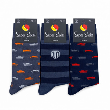 Набір чоловічих шкарпеток 3 пари «Танки» Super Socks