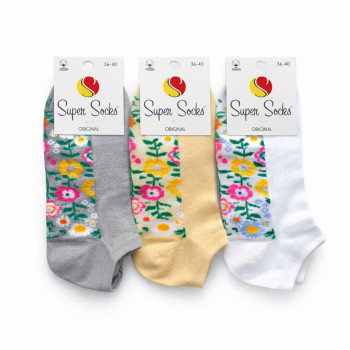 Набір коротких жіночих кольорових шкарпеток з сіточкою 3 пари Super Socks