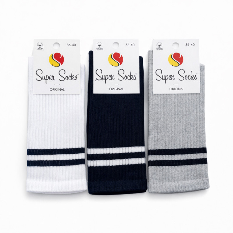 Набір високих бавовняних шкарпеток зі смужками на резинці 3 пари Super Socks