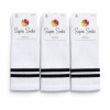 Набір високих білих шкарпеток зі смужками на резинці 3 пари Super Socks