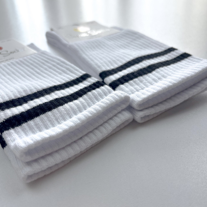 Набір високих білих шкарпеток зі смужками на резинці 3 пари Super Socks