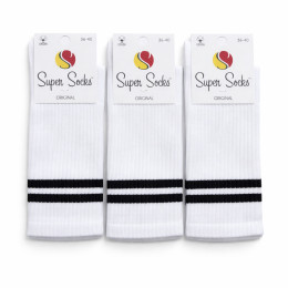 Набір високих білих шкарпеток зі смужками на резинці 3 пари Super Socks