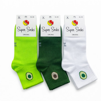 Набір шкарпеток «Авокадо» зі спортивною резинкою середньої висоти 3 пари Super Socks