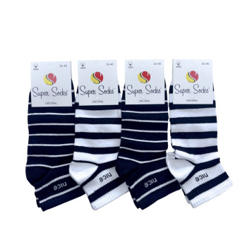 Набір укорочених жіночих шкарпеток у смужку зі спортивною резинкою 4 пари Super Socks