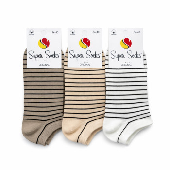 Жіночі бавовняні шкарпетки у смужку набір 3 пари Super Socks