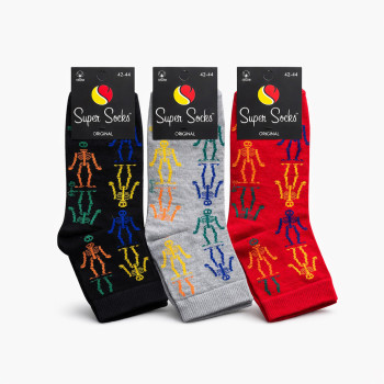 Набір яскравих бавовняних шкарпеток «Скелети» 3 пари Super Socks 42-44