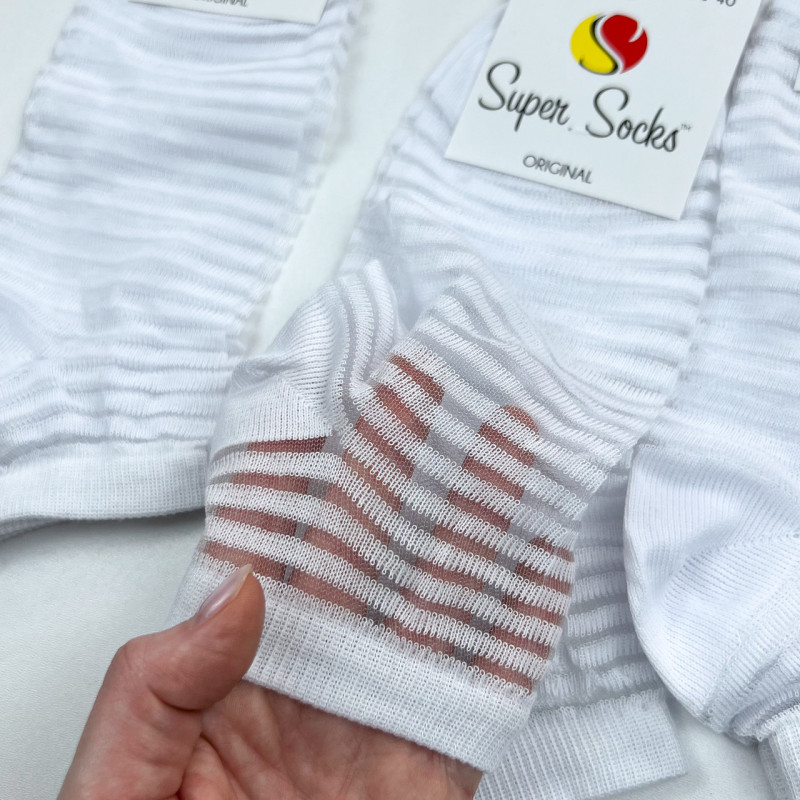 Жіночі короткі шкарпетки з капроновими прозорими вставками Super Socks