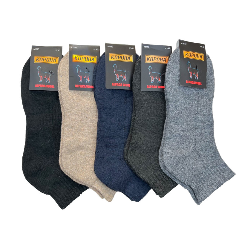 Теплі короткі чоловічі шкарпетки з махровою стопою з шерсті альпаки Корона