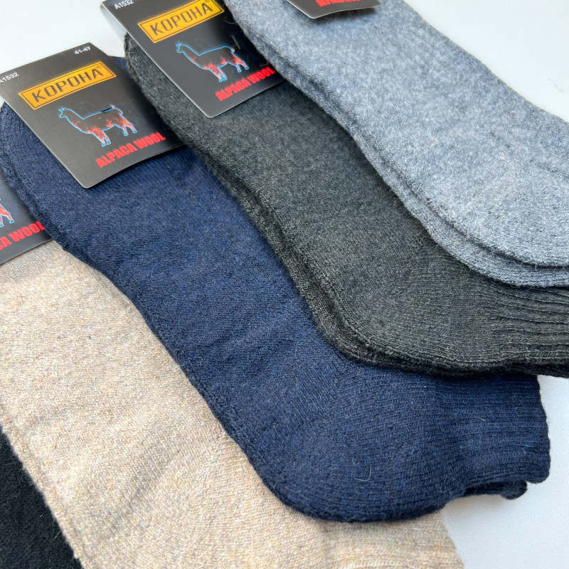 Теплі короткі чоловічі шкарпетки з махровою стопою з шерсті альпаки Корона