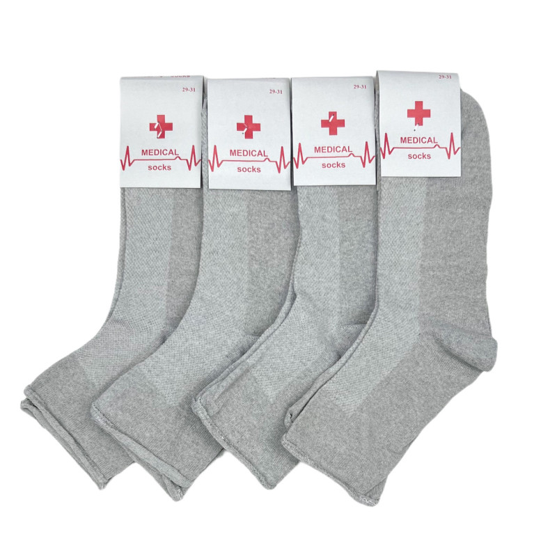 Медичні чоловічі літні шкарпетки без резинки з сіткою 45-48 (світло-сірі)