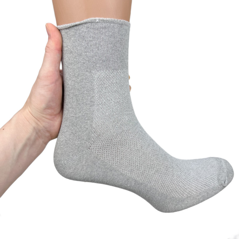 Медичні чоловічі літні шкарпетки без резинки з сіткою 45-48 (світло-сірі)