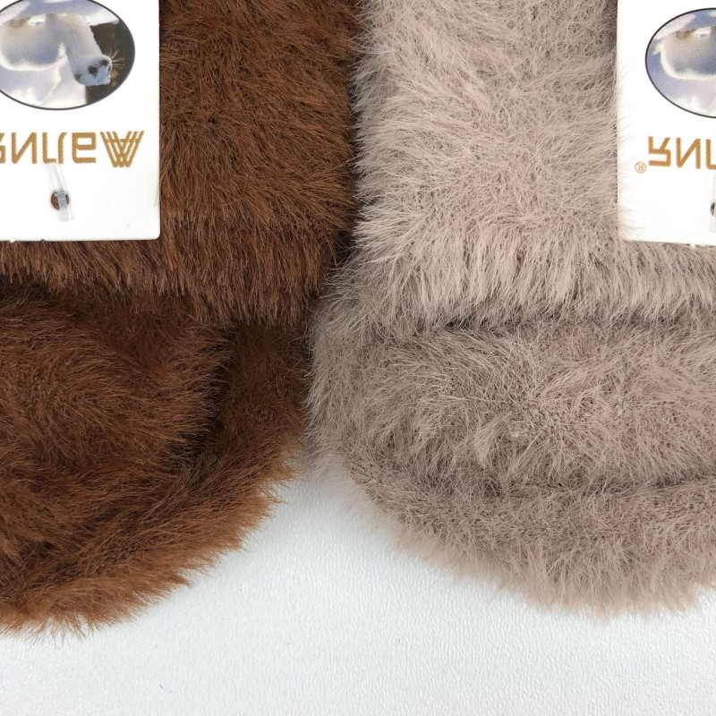 Норкові жіночі пухнасті шкарпетки з кашеміром Аалия (плямисті)